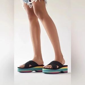 Urban Outfitters Elastic EVA Platform Sandal slip-on Block Heels Size8